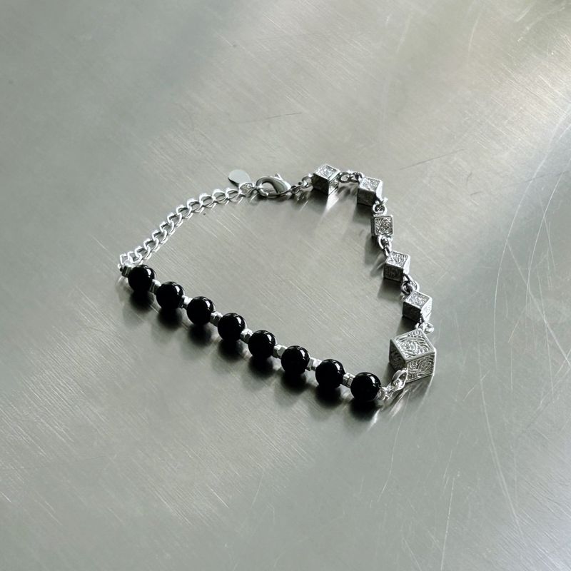 Obsidian Cube Structure Bracelet