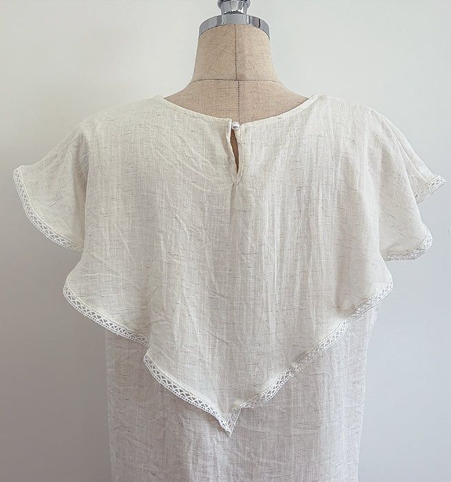 Gobel Lace Ruffle Linen Blouse