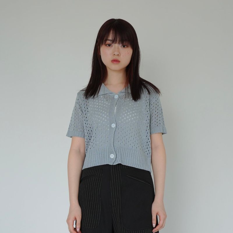 mesh knit cardigan