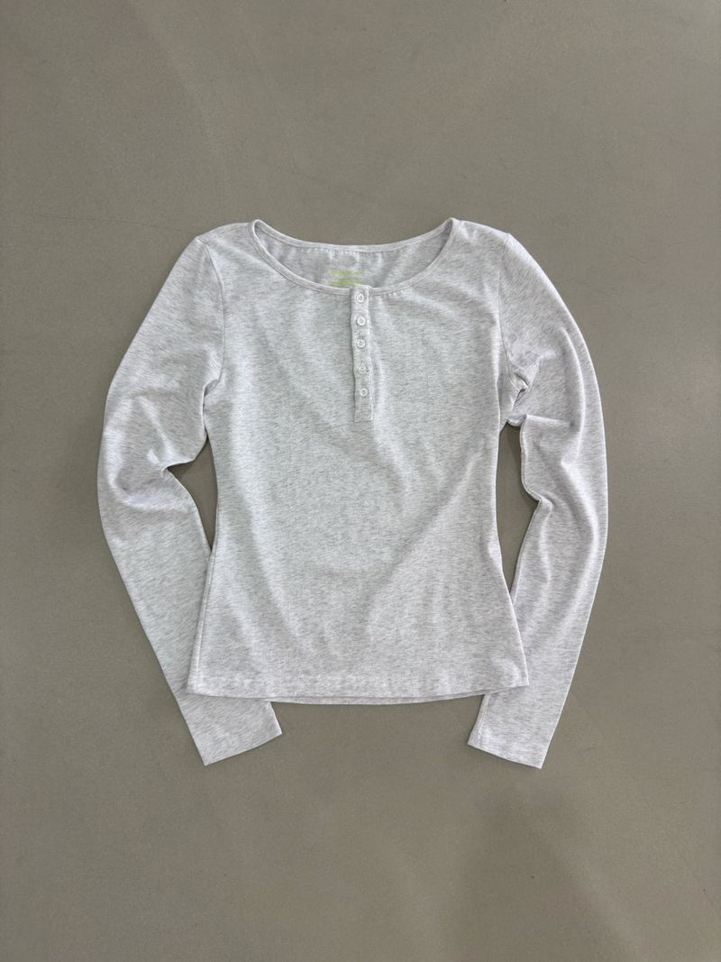 ブリーズ コットンモダール ヘンリーネック Tシャツ(Bio-Washing) -ライトミランジェ