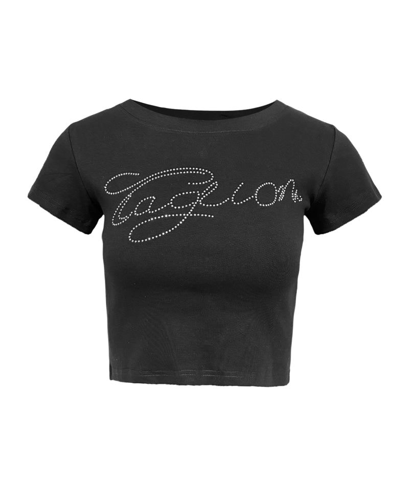 Cozy&Kitsch（コージーアンドキッチ）の「Taglion Rhinestone Crop Tee（Tops）」