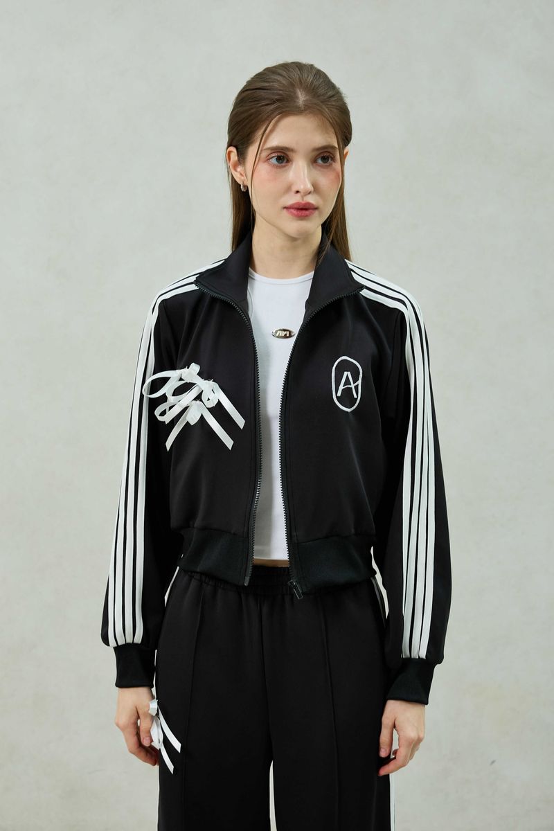 RIBBON JERSEY TRACK TOP / BLACK