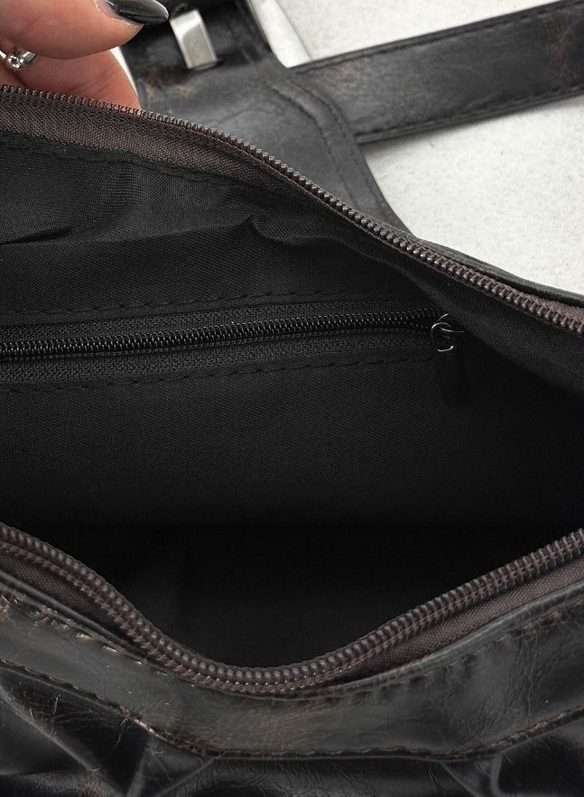 Buckle Leather Motor Shoulder Bag