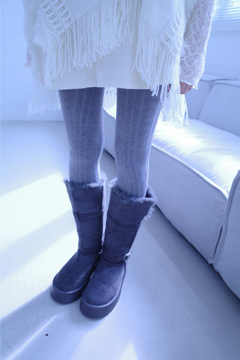 pom pom buckle long ugg boots