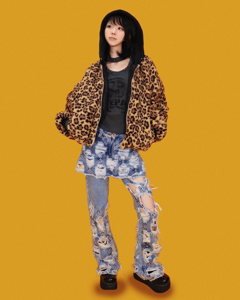 pop leopard hood Jumper (누빔/2color)