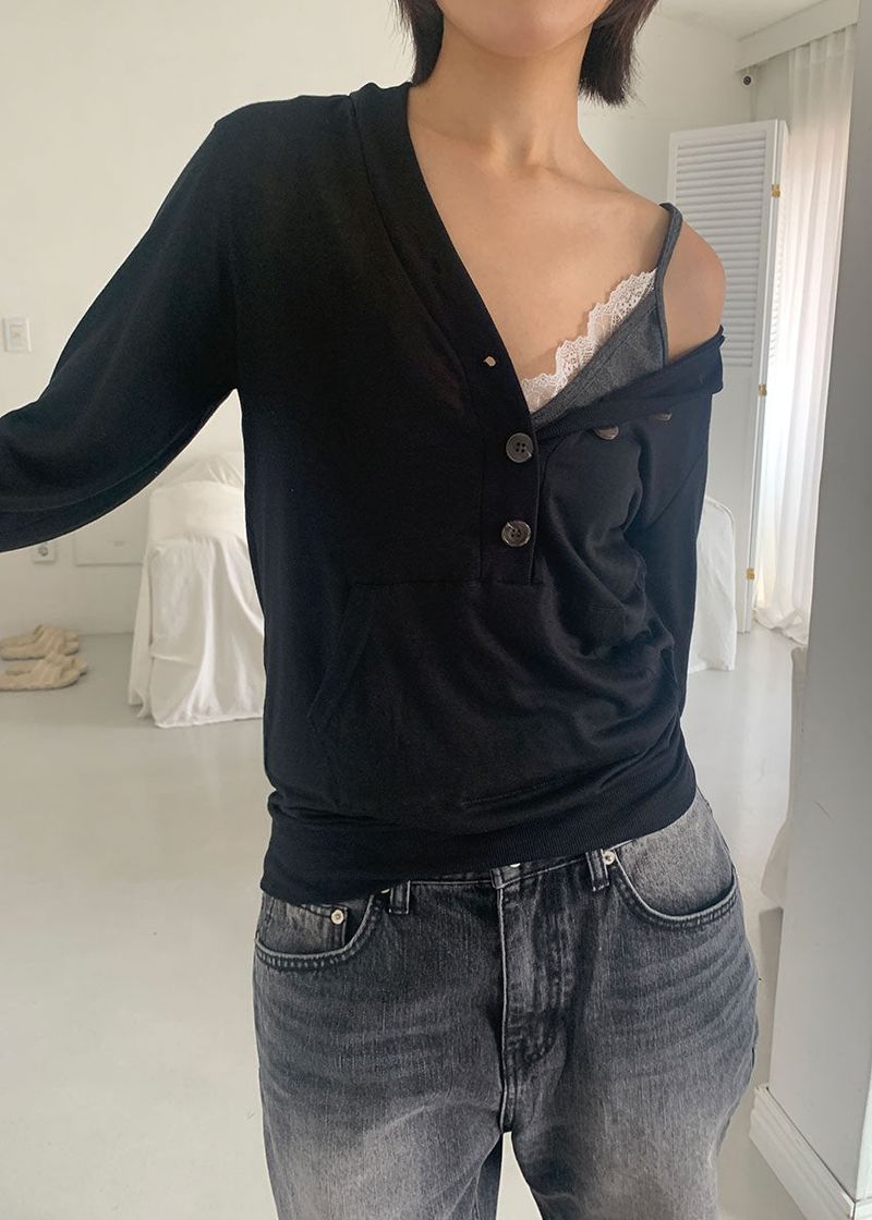 TENCEL BUTTON HOOD TEE