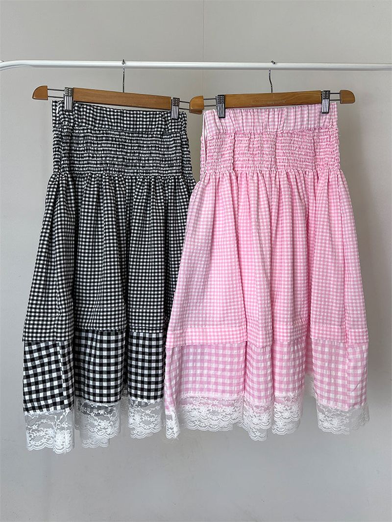 SMOKE BANDING CHECK SKIRT (2C)