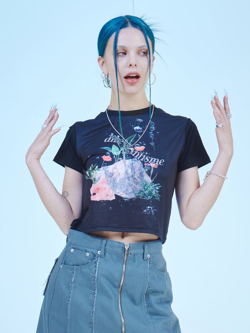 DILETTANTISME（ディレッタンティズム）の「AQUARIUM CROP T-SHIRTS(BK)（Tops）」
