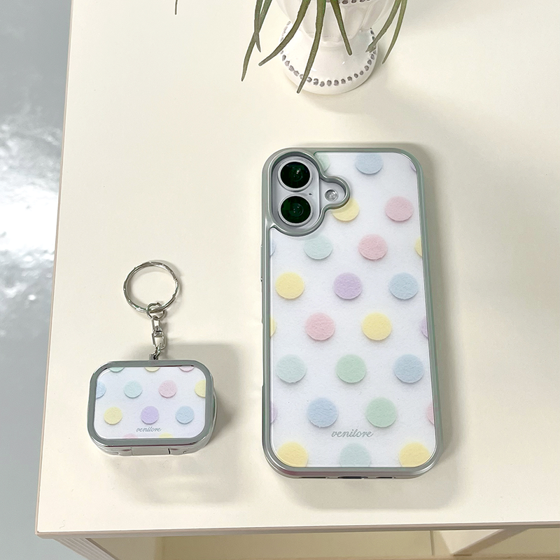 [MADE][Glossy Glass Silver Bumper Case] Pastel Dot 