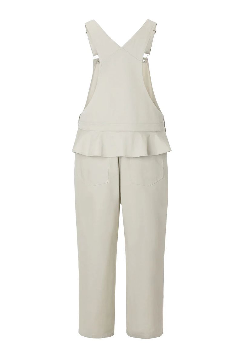 Frill baggy overalls - beige
