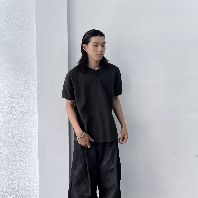 Waffle Henley Relaxed Tee