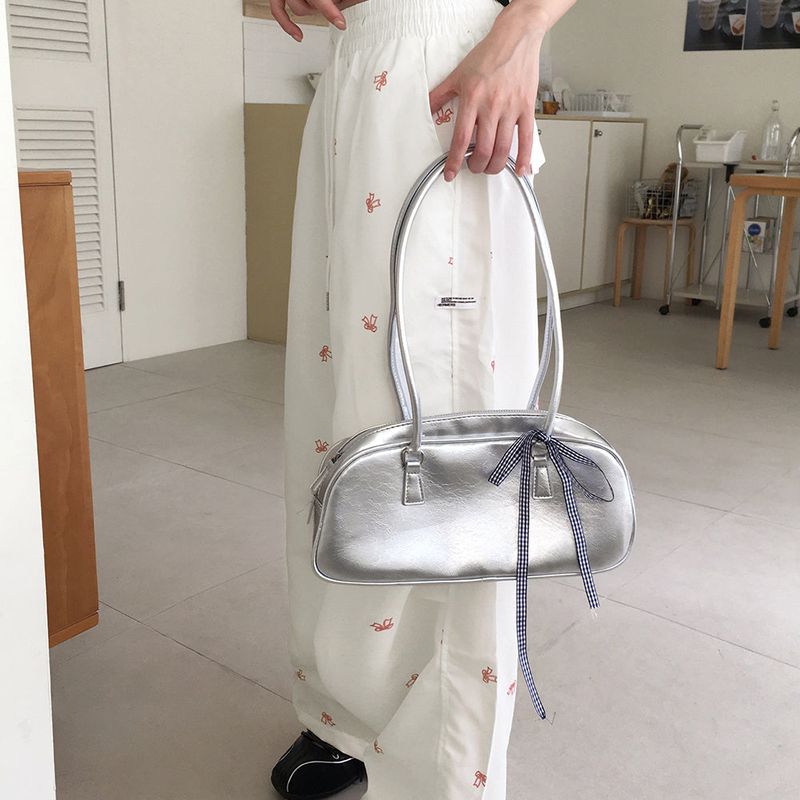 Choton Checkered Ribbon Strap Bowling Shoulder Bag