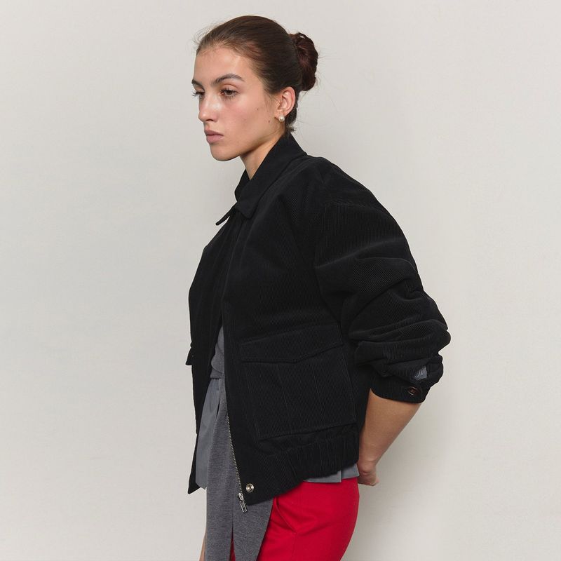 Corduroy Bomber Jacket _ Black