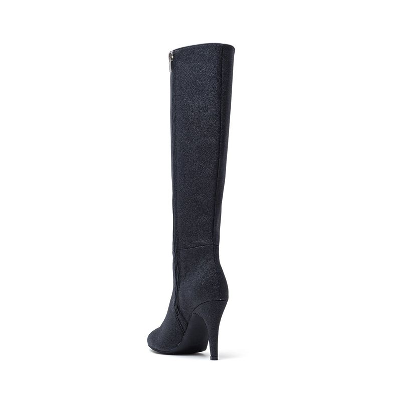 Pearl Shining Stiletto Boots Heel(Black)