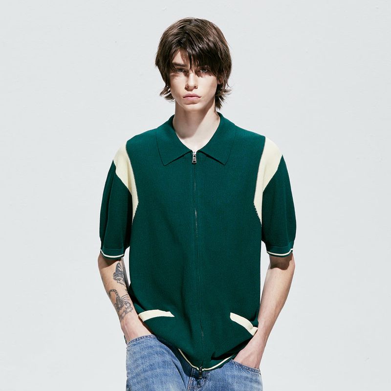 S SY(エスエスワイ)の「varsity half knit zip-up green(Tops)」