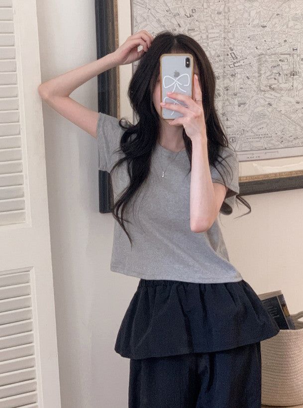 Tena Basic Short Sleeve Crop T-shirt (5color)