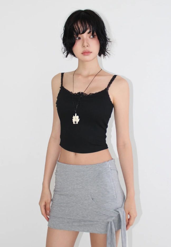 [with cup] LACE BUTTON SLEEVELESS
