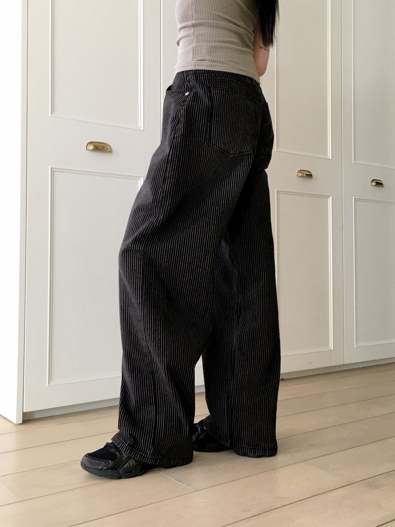 Kilo black striped wide denim pants