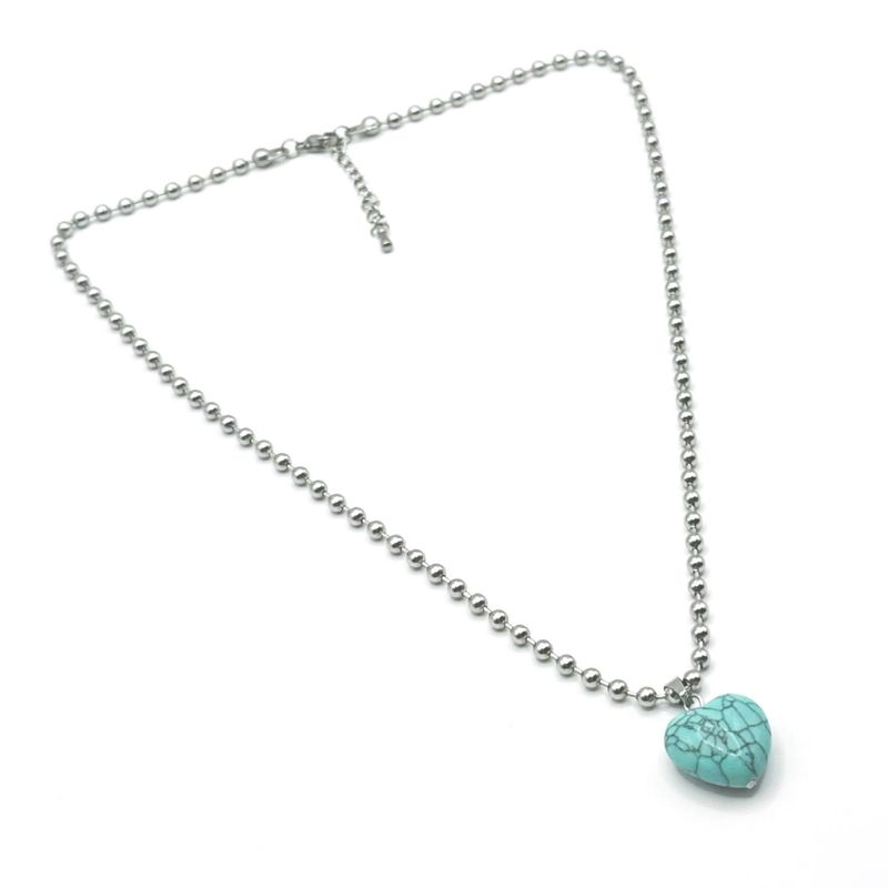 [MADE]Turquoise heart chain Necklace