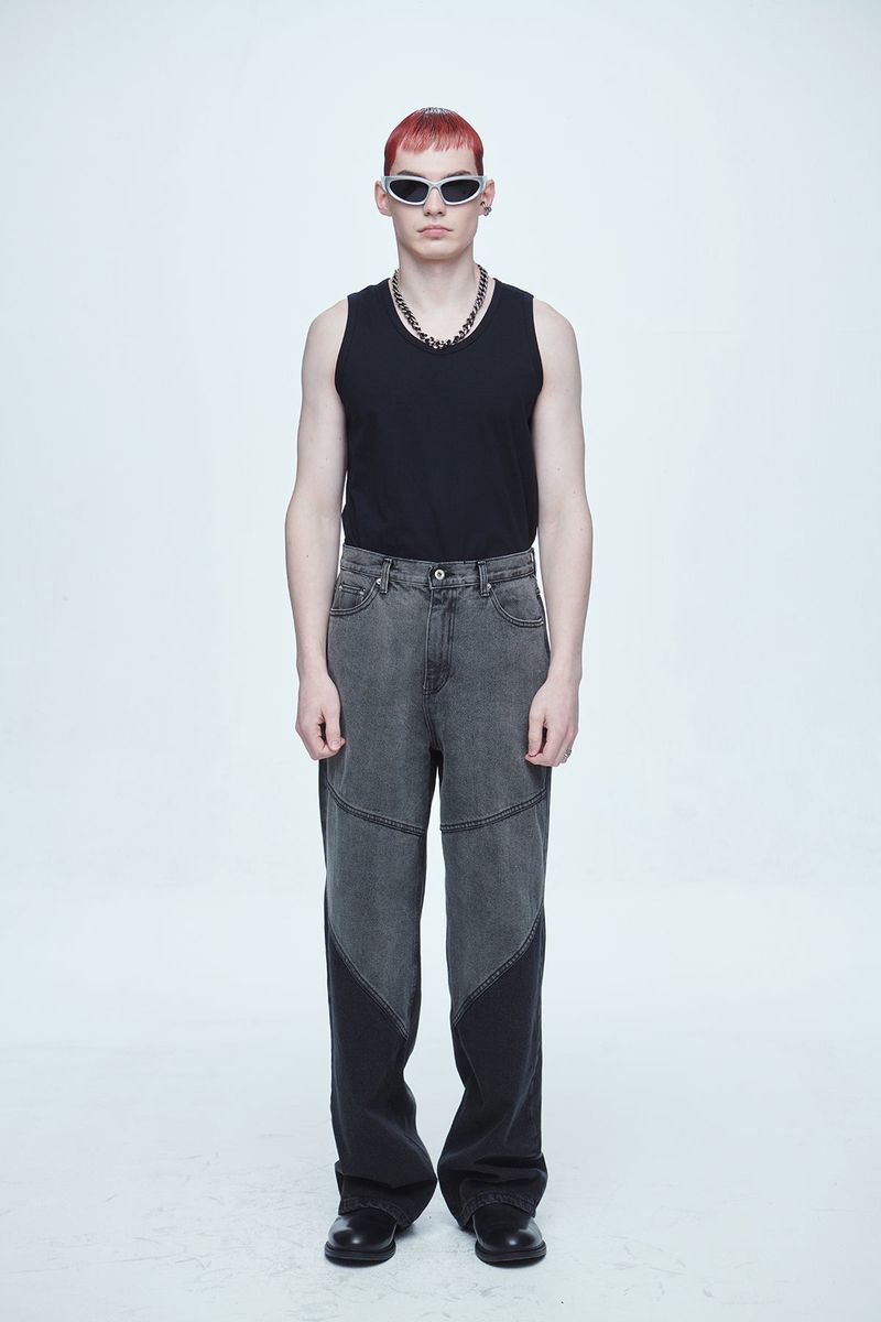 Hyper Brush Washing Wide Denim Pants Black