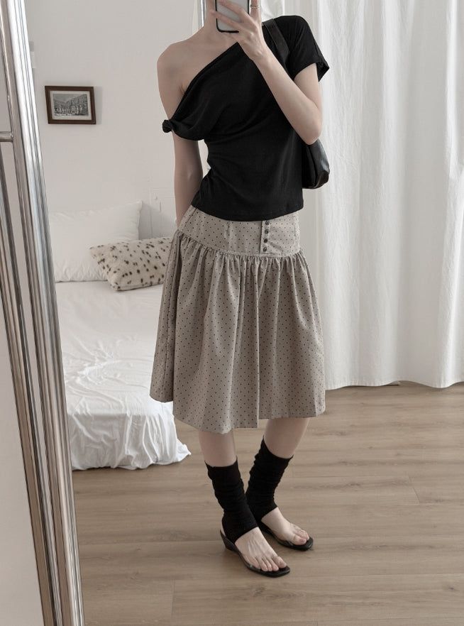 Tib Dot Midi Skirt