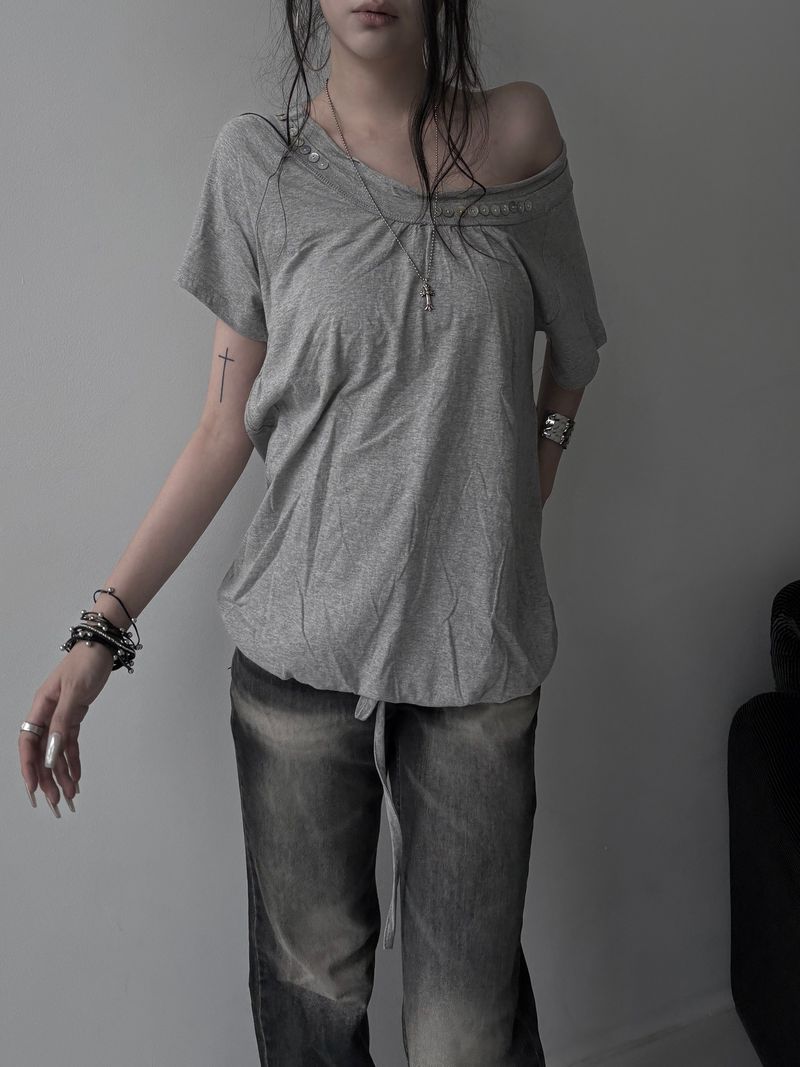 shell button volume strap top (3color)