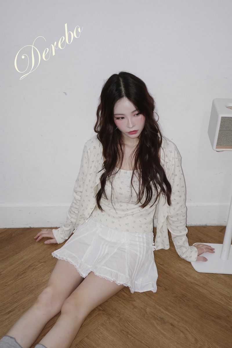 Lovely flower cardigan sleeveless two-piece set