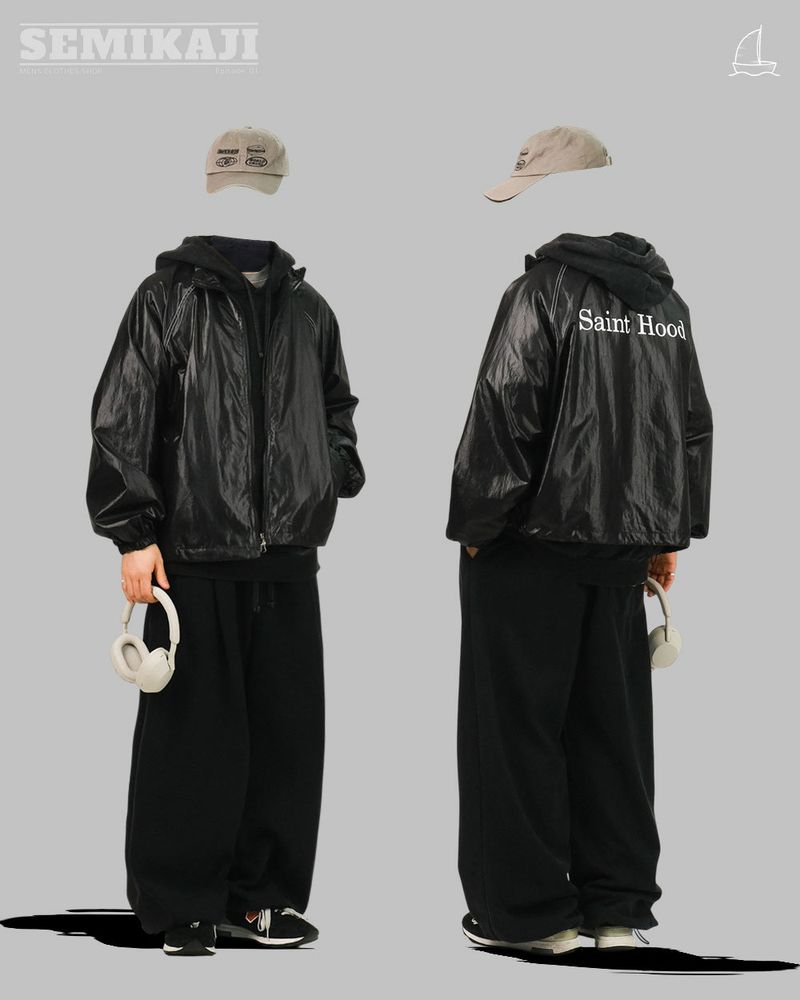 HM SAINT Glossy Nylon Jacket Windbreaker