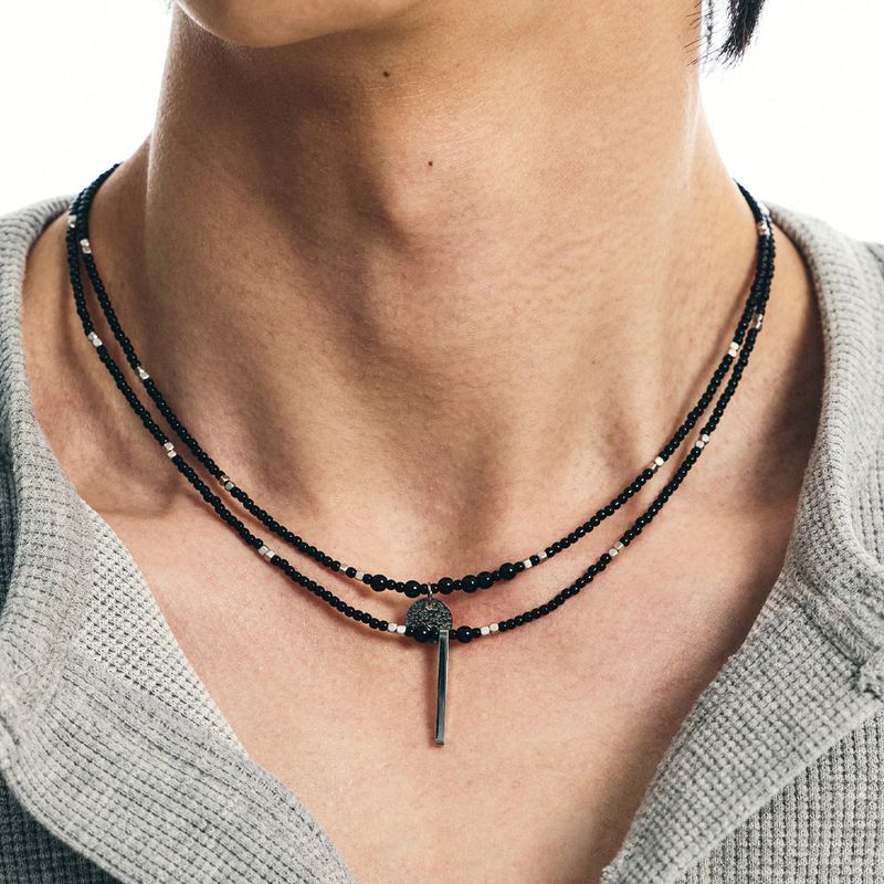 S SY(エスエスワイ)の「double layerd pendant onyx stone necklace(Accessories)」