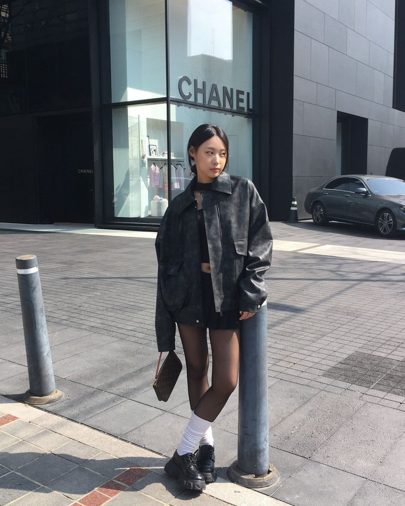 [Made] Rene leather jacket -black