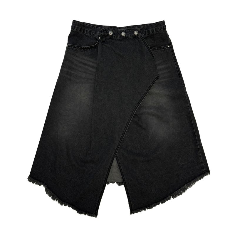 Maxi wrap denim skirt
