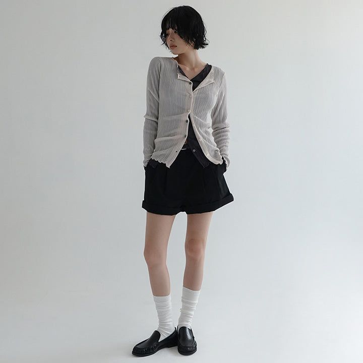 [Revotin] Ribbed Wave Slim Cardigan - 6 Colors