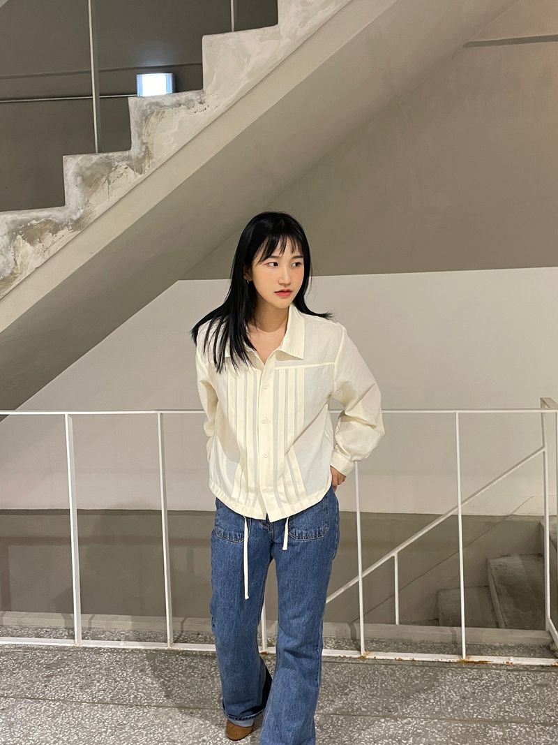 Lumiere string pintuck blouse