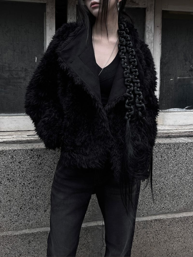 noir chic teddy fur jacket