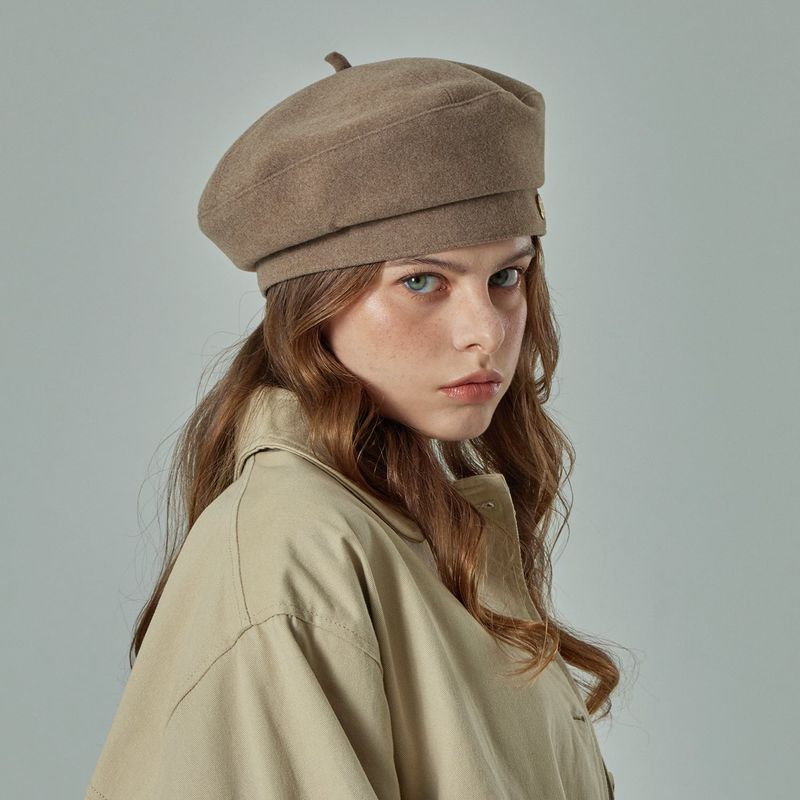 VA Curved Oval Metal Blended Beret  / Mocha Brown