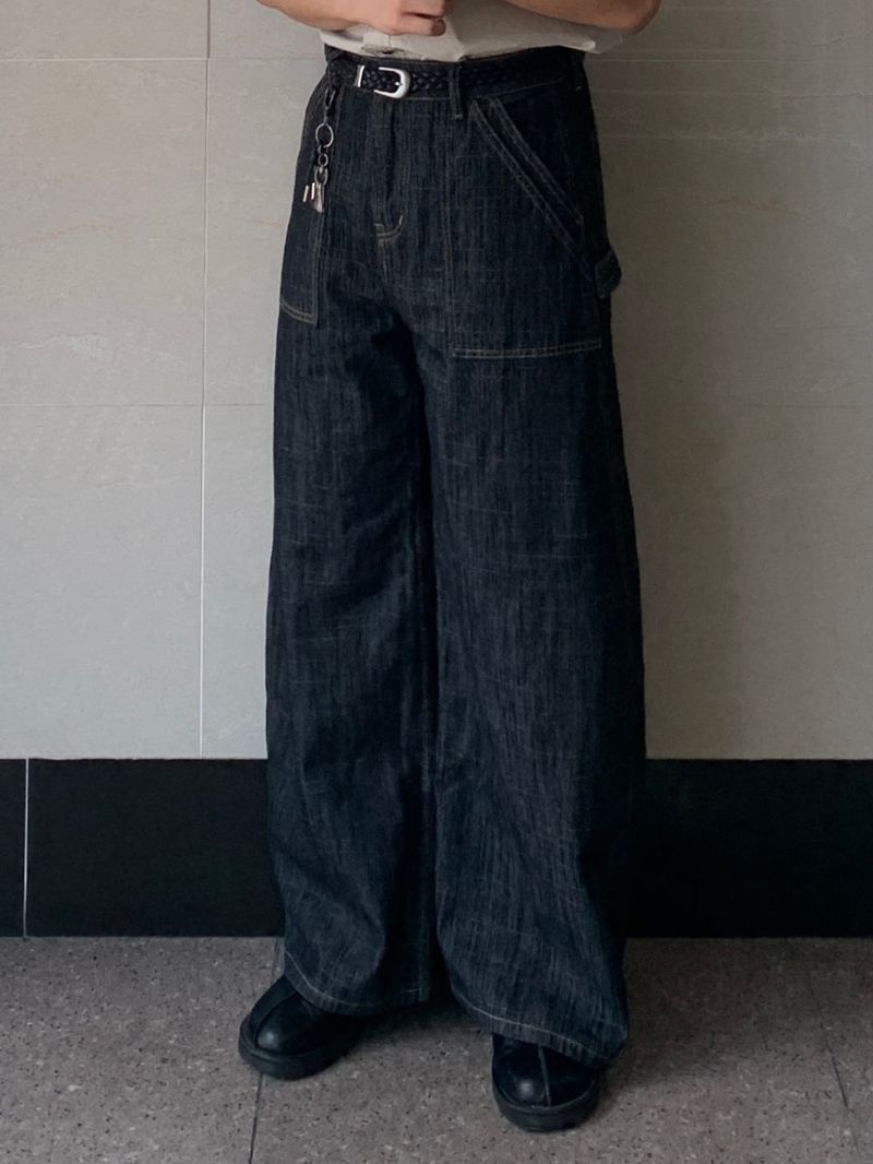Placa Linen Raw Curved Denim Pants