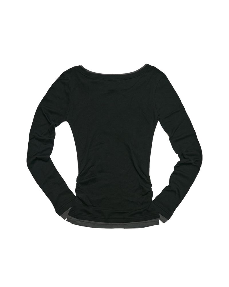 Shirring Layered Top (BLACK) 