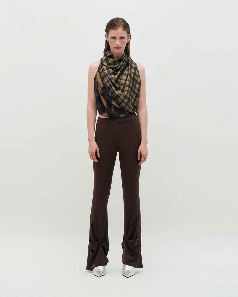 Half&Half Plaid Square Scarf 95 _ BEIGE