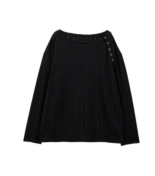 26SS★ [PLAN MADE/MADE] Slant Snap Damaged Knit