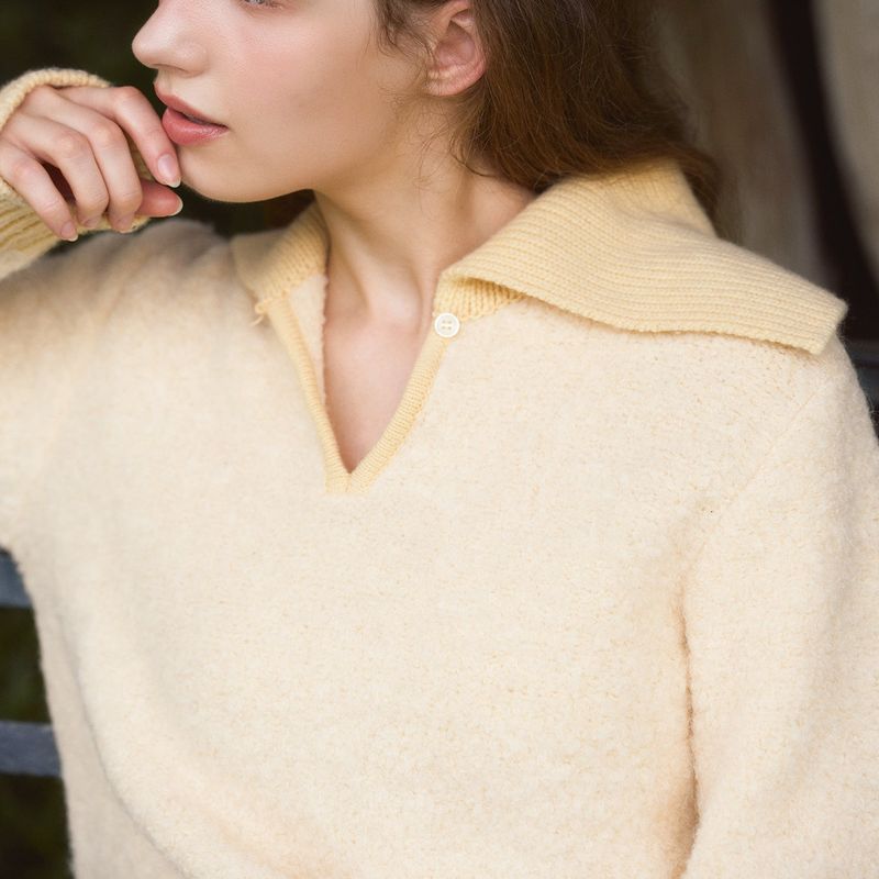 ALPACA BOUCLE SAILOR KNIT - PASTEL YELLOW