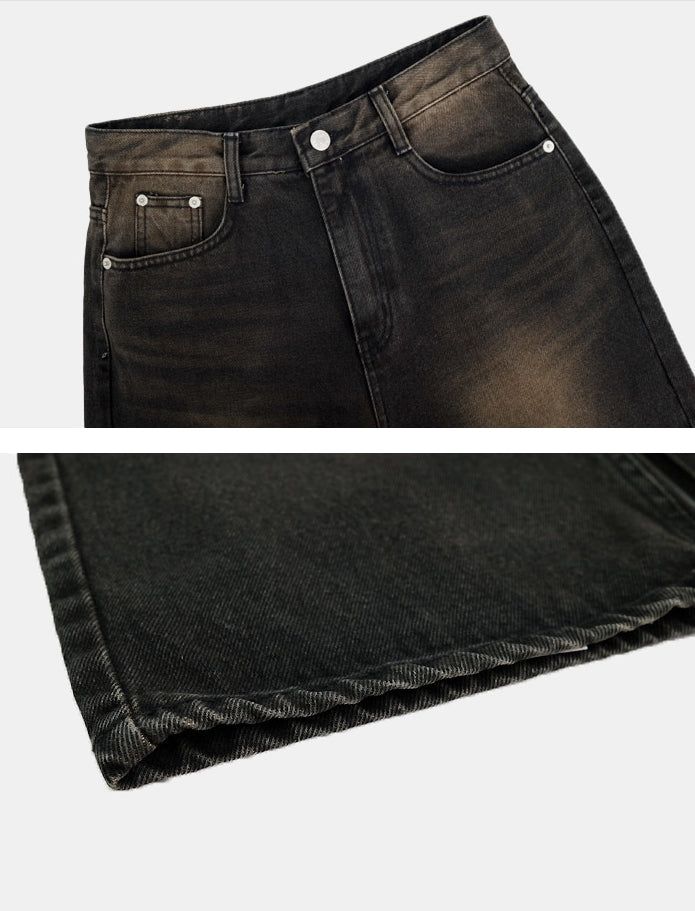 Brown Sand Brush Wide Denim Pants
