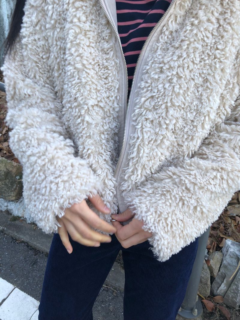 Wild fur collar jacket