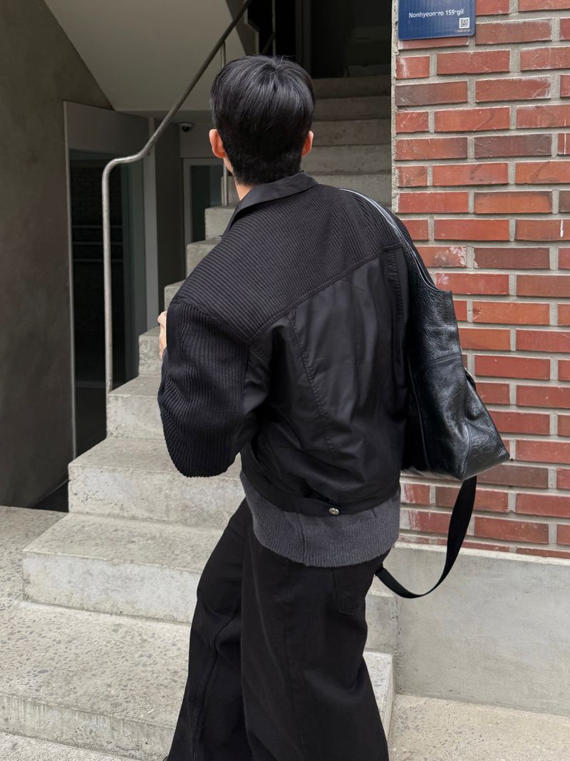 Loin trucker cropped knit jacket