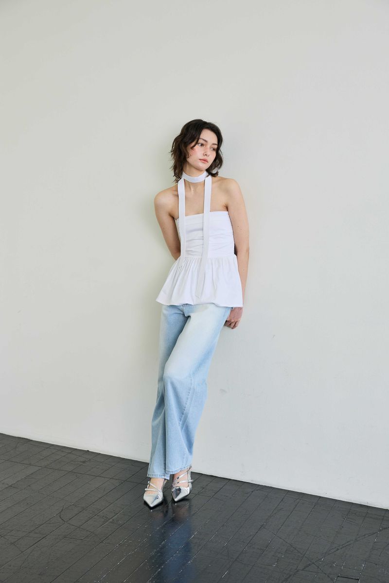 AZURE WIDE DENIM PANTS / SKY BLUE