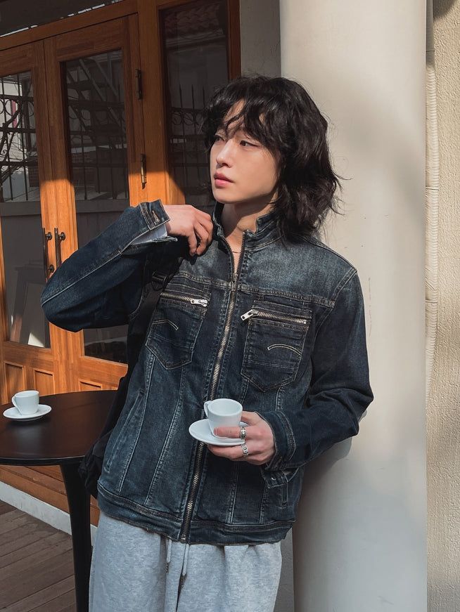 Undead China Neck Denim Jacket