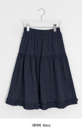 Bihina Flower Shirring Long Skirt