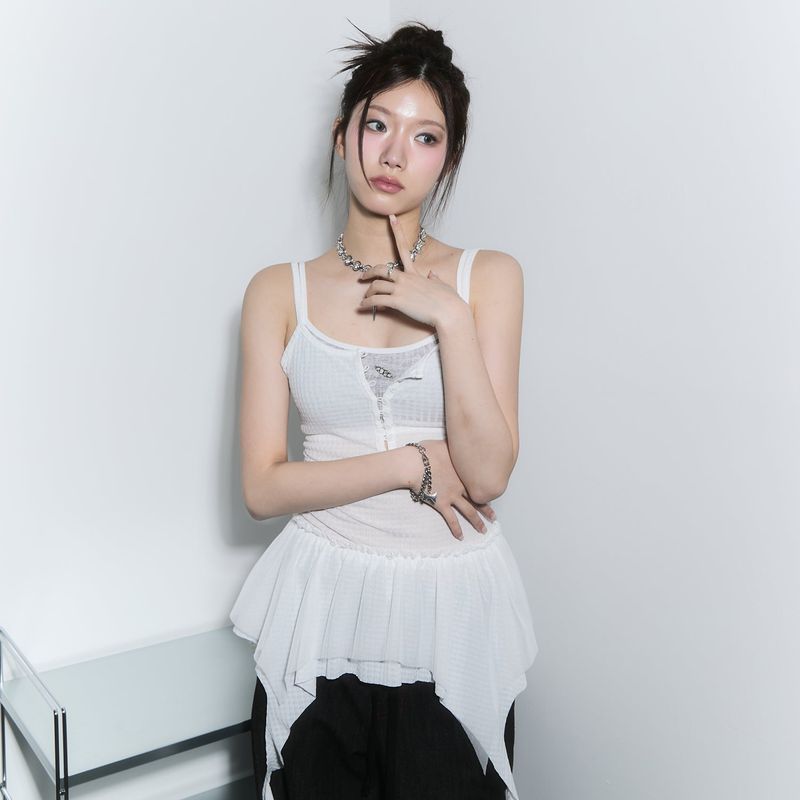 (2nd reorder) frill layered sleeveless - ivory