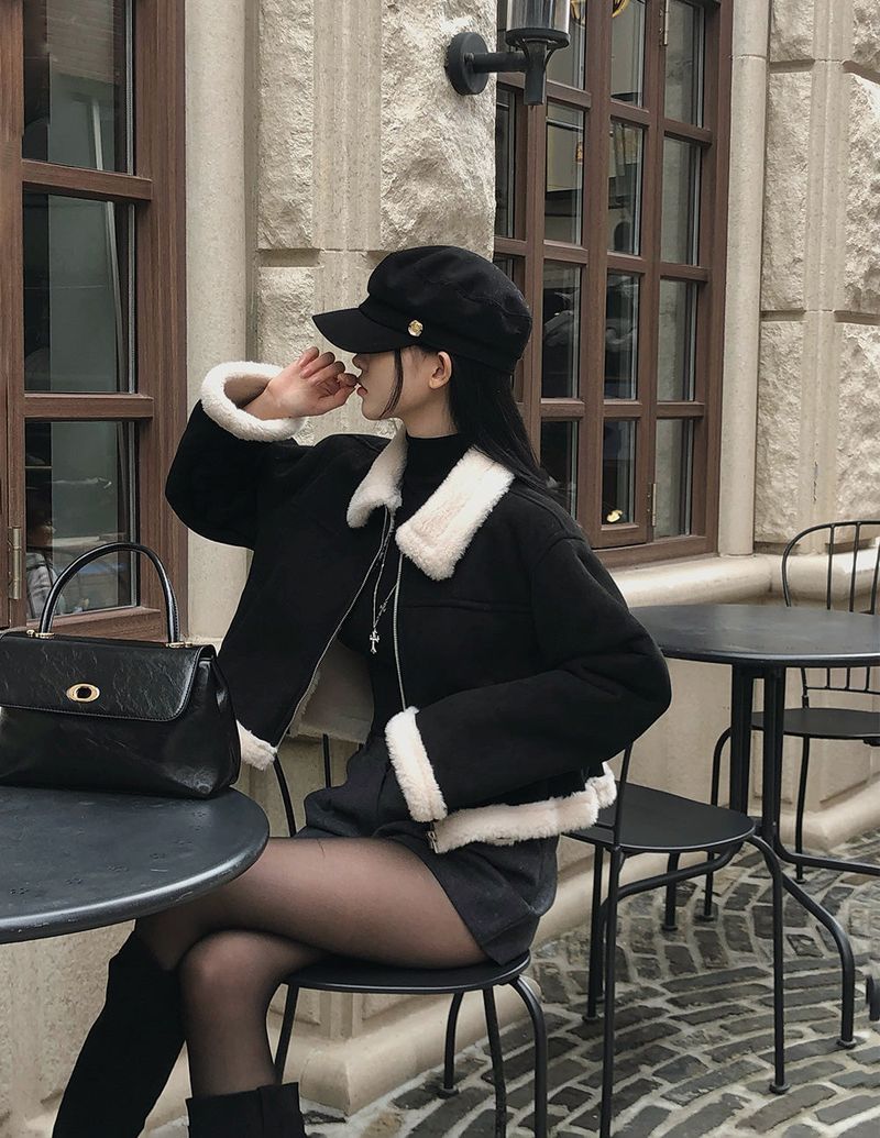 [BELLIDE MADE] Dave, suede cropped mouton jacket