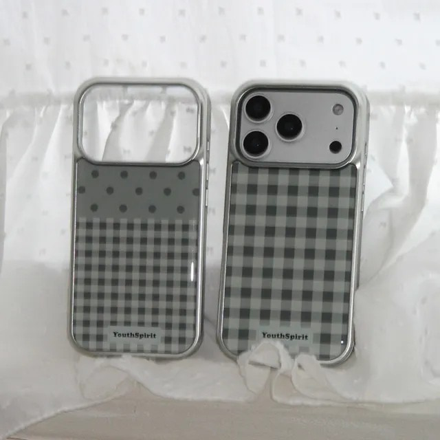 Dot Check Matcha Silver Epoxy Case