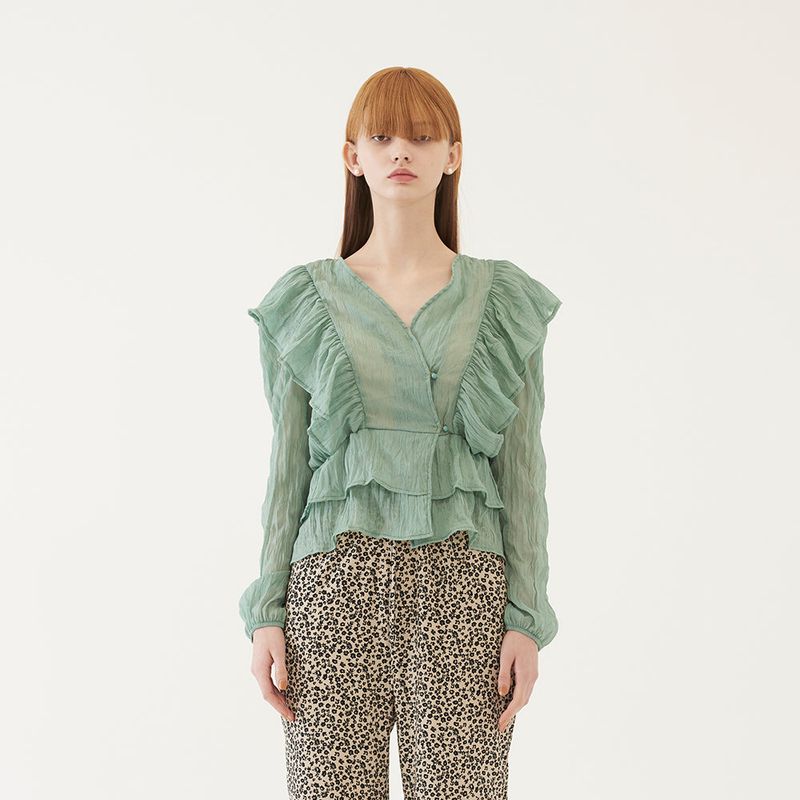 RUFFLED BLOUSE (MINT)
